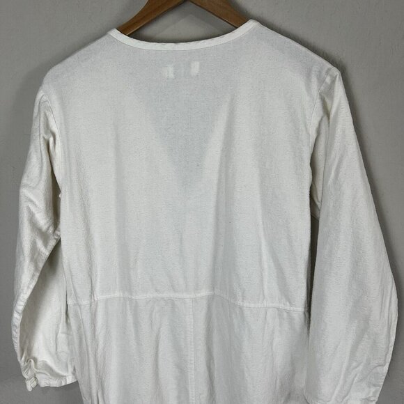 Nico Nico White Button Down Utility Flannel Long Sleeve Jumpsuit Size Medium - Picture 7 of 12